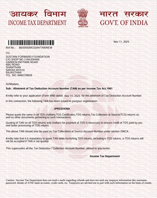 Tax Deduction Account Number (TAN)JPRS33439A*